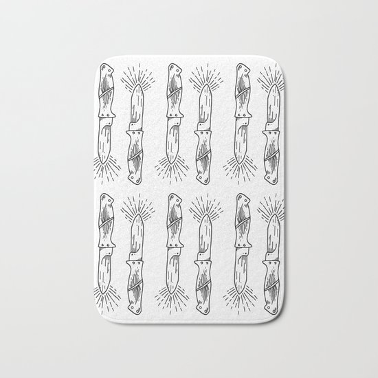 Knives Illustration Pattern Bath Mat