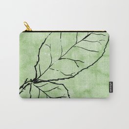 Two Leaves on Green Carry-All Pouch | Painting, Roseleaf, Black, Hannamccown, Leaf, Flora, Nature, Watercolor, Green, Garden 