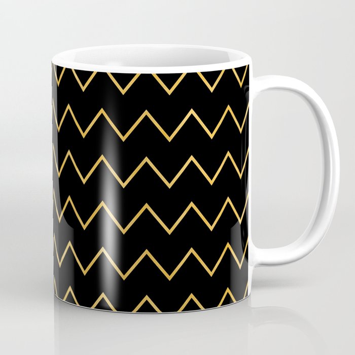 Gold And Black Zig-Zag Line Collection Coffee Mug