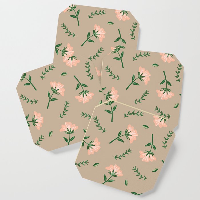 Tan Floral Pattern Coaster