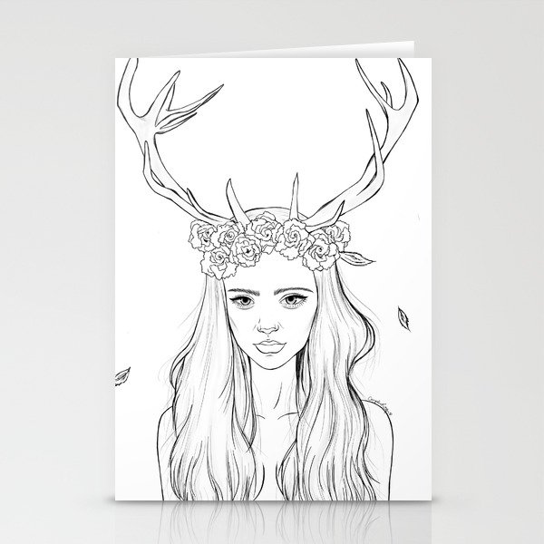 The Girl with Antlers Stationery Cards