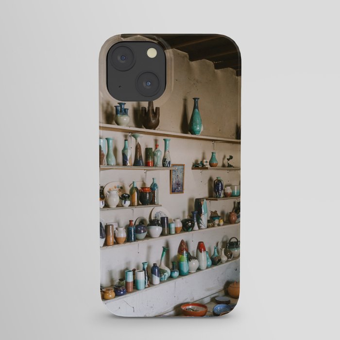 Mediterean ceramic shop filled with pots and vases | Greek Cycladic Islands | Vintage colorful travel print iPhone Case