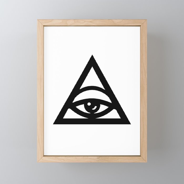 Tired illuminati eye pyramid Framed Mini Art Print