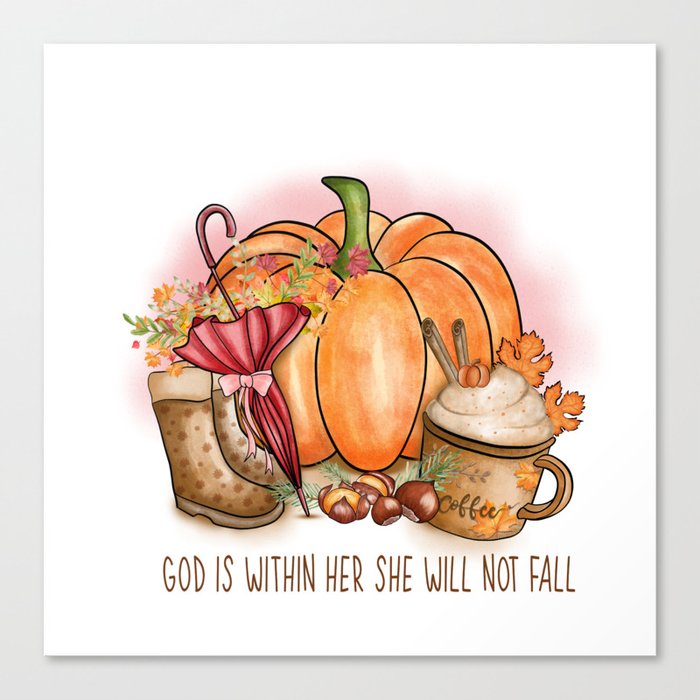 Fall season Jesus quote pumpkin Canvas Print