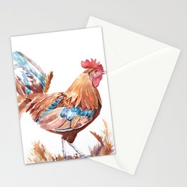 Festive Fellow, Colorful Rooster Stationery Card