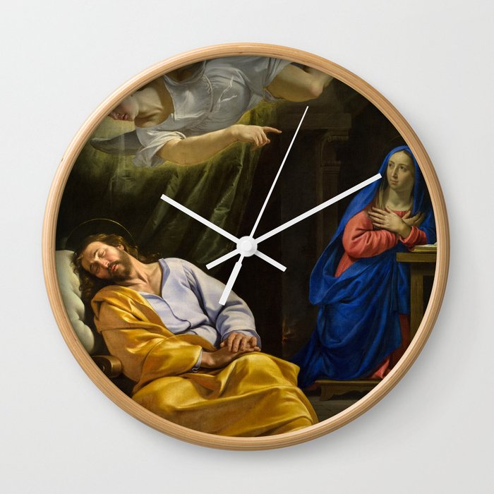 The Dream of Saint Joseph by Philippe de Champaigne Wall Clock