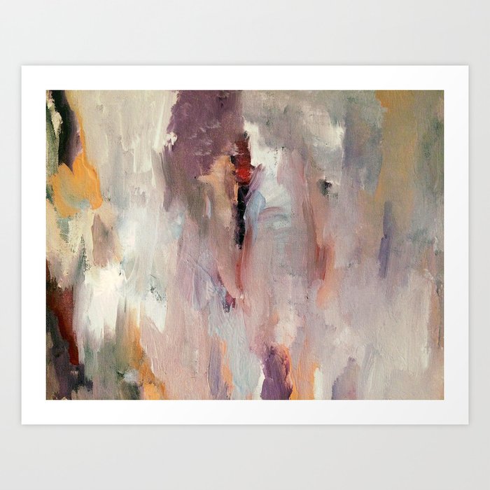 Gentle Beauty [2] - an elegant acrylic piece in deep purple, red, gold, and white Art Print