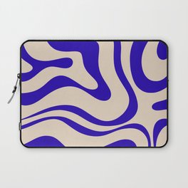 Modern Liquid Swirl Abstract Pattern Square in Cobalt Blue Laptop Sleeve