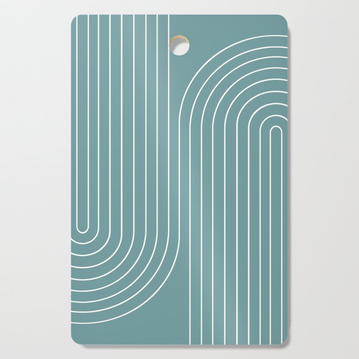Minimal Line Curvature LXXXVI Beachy Teal Mid Century Modern Arch Abstract Cutting Board