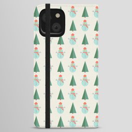 Christmas Pattern Tree Snowman Retro iPhone Wallet Case
