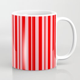 [ Thumbnail: Light Pink & Red Colored Lines Pattern Coffee Mug ]