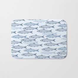 Schooling Fish Bath Mat | Sea, Classicblue, Fish, Graphicdesign, Ocean, Fishing, Blue, Pantone, Scuba, Underwater 