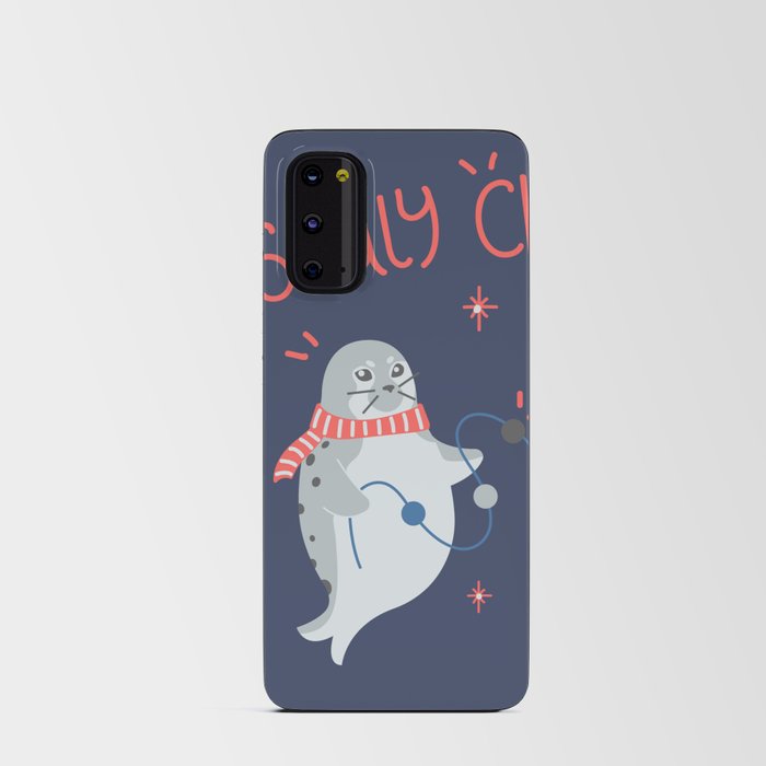 Sealy Christmas Cute Seals in Christmas Hat and Scarf with Twinkle Lights Android Card Case
