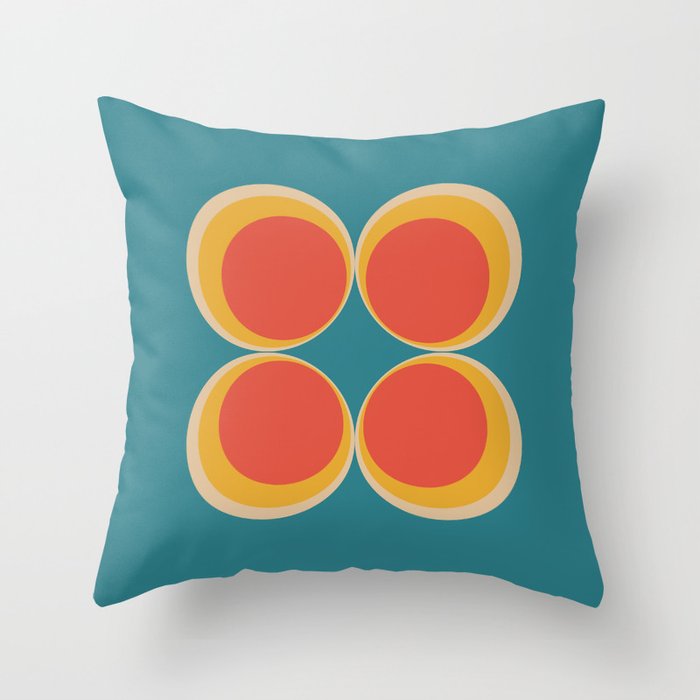 Minimalist mid century modern circles in a square Throw Pillow
