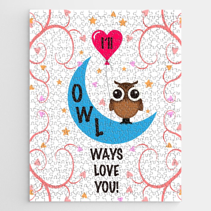 I will always love YOU! Animal Lover Owl Valentine's Day Design Jigsaw Puzzle