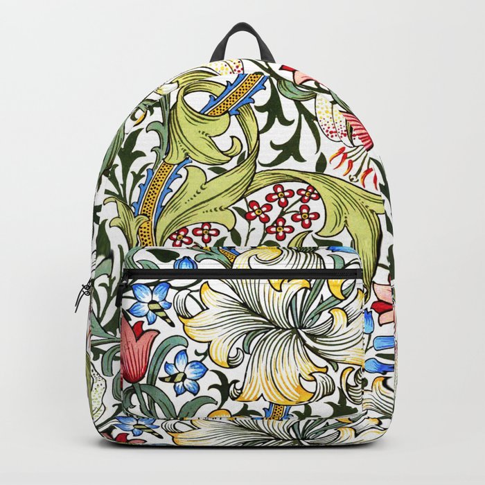 Golden Lily on White by John Henry Dearle for William Morris Backpack