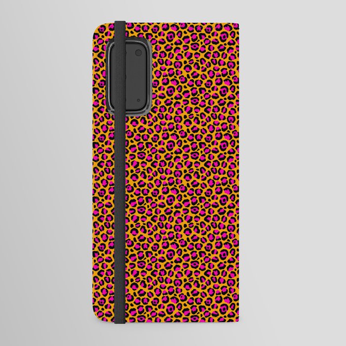 Neon Orange Pink Leopard Pattern Android Wallet Case