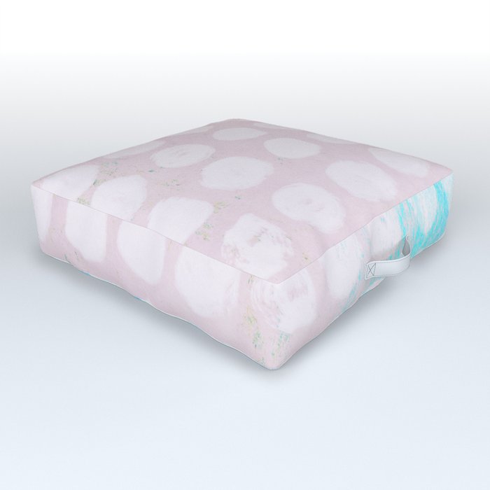 pink and blue paint dots daubs Outdoor Floor Cushion