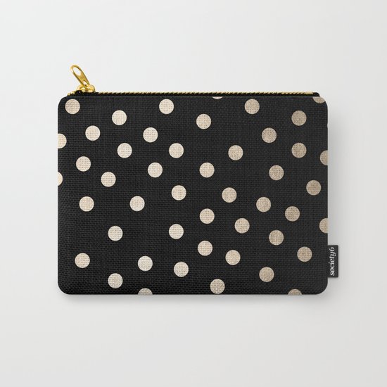 Simply Dots White Gold Sands on Midnight Black Carry-All Pouch