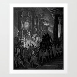 Satan takes his throne in Hell Gustave Dore Art Print
