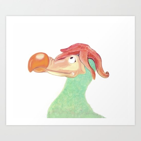 Dodo and starfish white Art Print