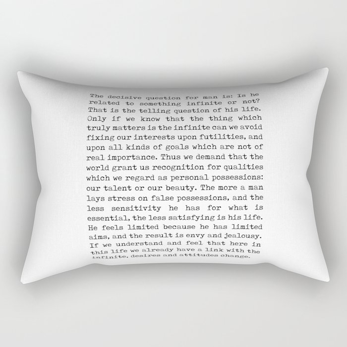 Man's relation to the infinite - Carl Gustav Jung Quote - Literature - Typewriter Print Rectangular Pillow