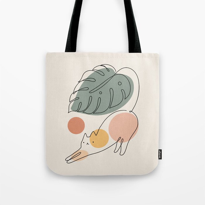 Cat and Plant 34 Tote Bag