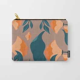 Orange flowers Carry-All Pouch | Curated, Orange, Design, Color, Graphicdesign, Azulpipita, Print, Illustration, Flowers, Pattern 