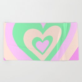 Love Power - retro purple and lime mint green Beach Towel