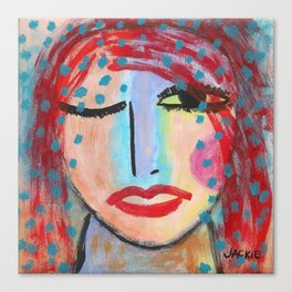Red Head in the Rain Abstract Portrait of a Woman Acrylic on Ceramic Tile Canvas Print