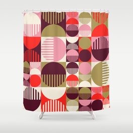 Modern vintage abstract seamless geometric pattern with colored shapes, lines and other elements in retro scandinavian style Shower Curtain