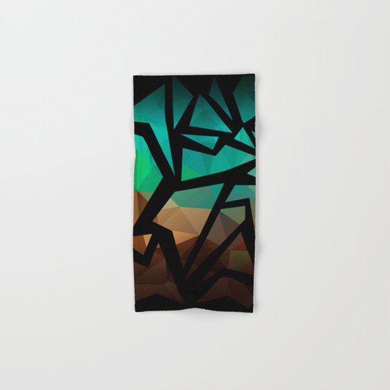 Abstract background of triangles polygon print. Bright dark design colors Hand & Bath Towel