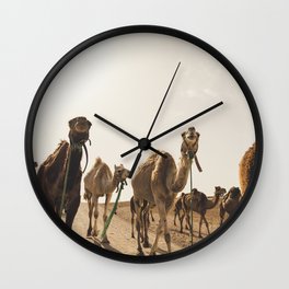 Camels in Desert Wall Clock