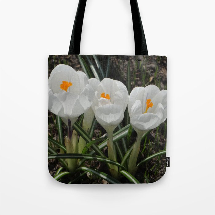 Three Little White Flowers Tote Bag
