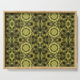 Liquid Light Series 72 ~ Yellow & Grey Abstract Fractal Pattern Serving Tray