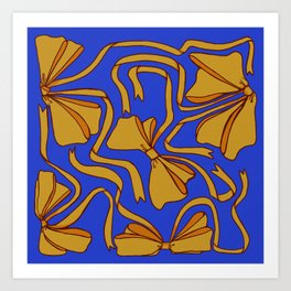 Yellow Bows on Blue background Art Print