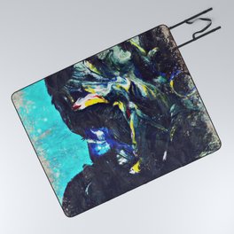 Blue And Black Abstract Painting Picnic Blanket