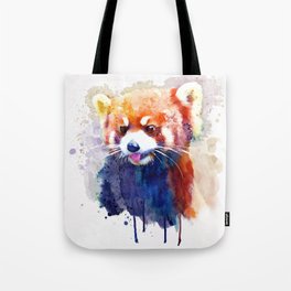 Red Panda Portrait Tote Bag | Watercolor, Painting, Drippingpaint, Funny, Happy, Blue, Cute, Animal, Fineart, Redpanda 