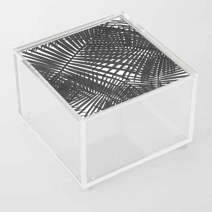 Modern Black and White Palm Leaf Design Acrylic Box