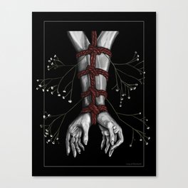 Shibari Arms and Hands Tied with Red Rope - Art Print Canvas Print
