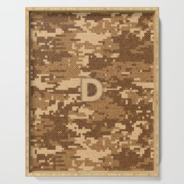Personalized  D Letter on Brown Military Camouflage Army Commando Design, Veterans Day Gift / Valentine Gift / Military Anniversary Gift / Army Commando Birthday Gift  Serving Tray