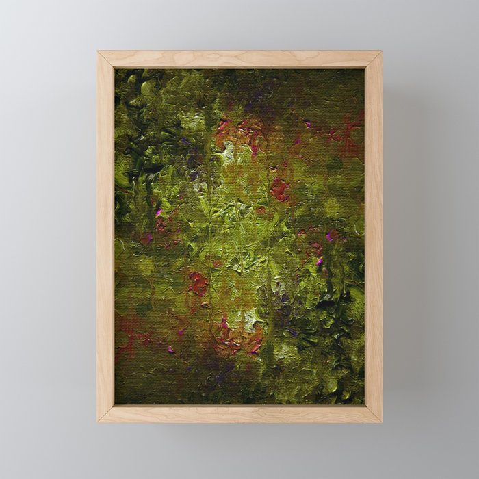 Art Print The art of oil painting. Abstract brushstrokes. Night in the garden. Framed Mini Art Print