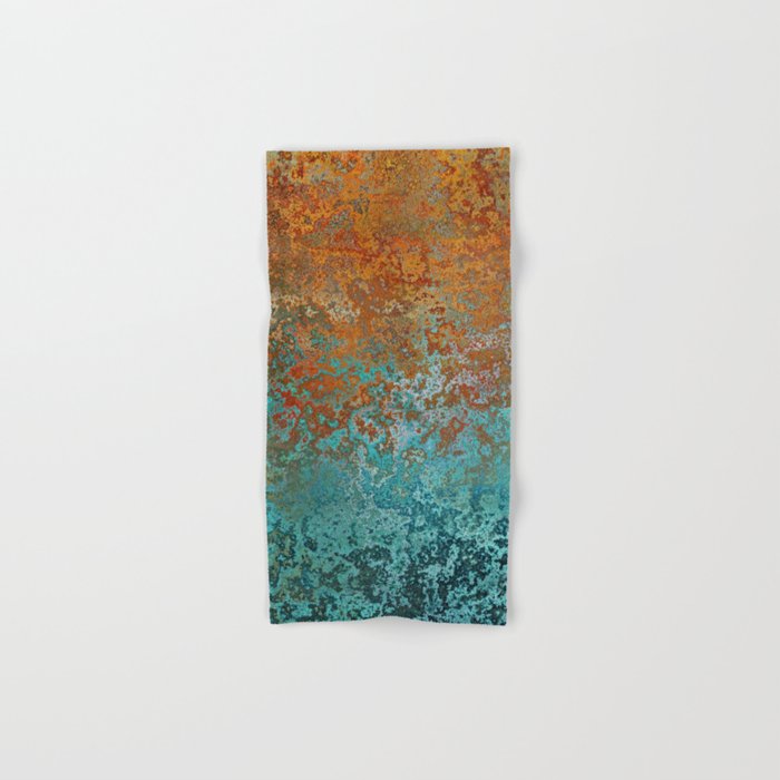 Vintage Copper and Teal Rust Hand & Bath Towel