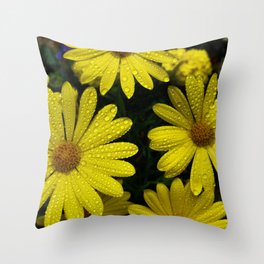 Yellow Flowers After the Misting Throw Pillow