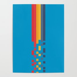 Classic 80s Video Game Style Retro Stripes Pixel Drops - Akiko Poster