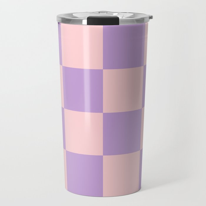 Checker Pattern 342 Pink and Lilac Travel Mug