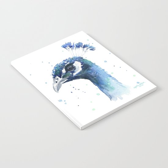 Peacock Watercolor Painting Bird Animal Notebook