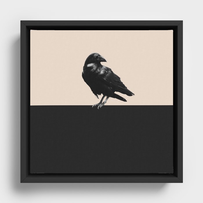 Raven Black Horizon Minimalism  Framed Canvas