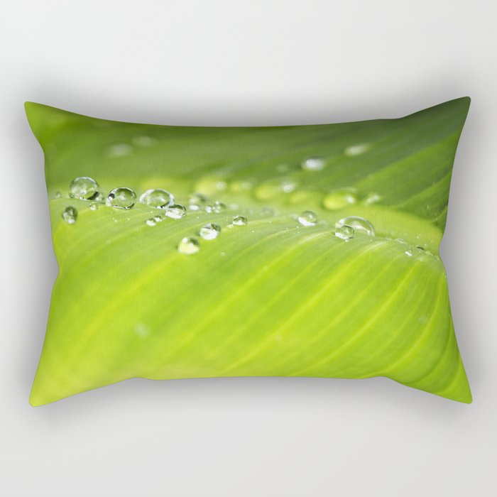 Drop of dew on palm leaves Rectangular Pillow