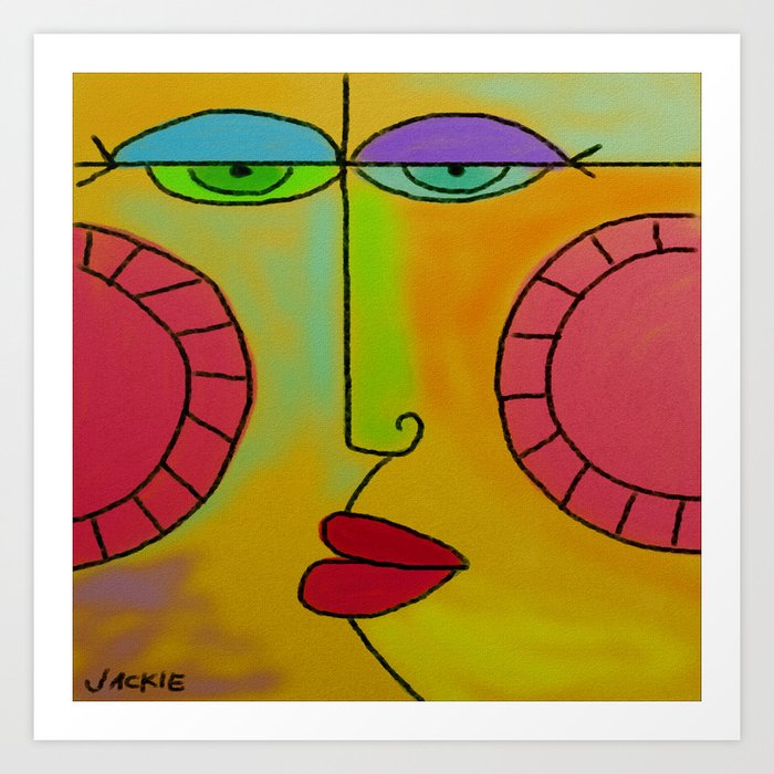 Funky Face Abstract Digital Painting Art Print By Jackieludtke